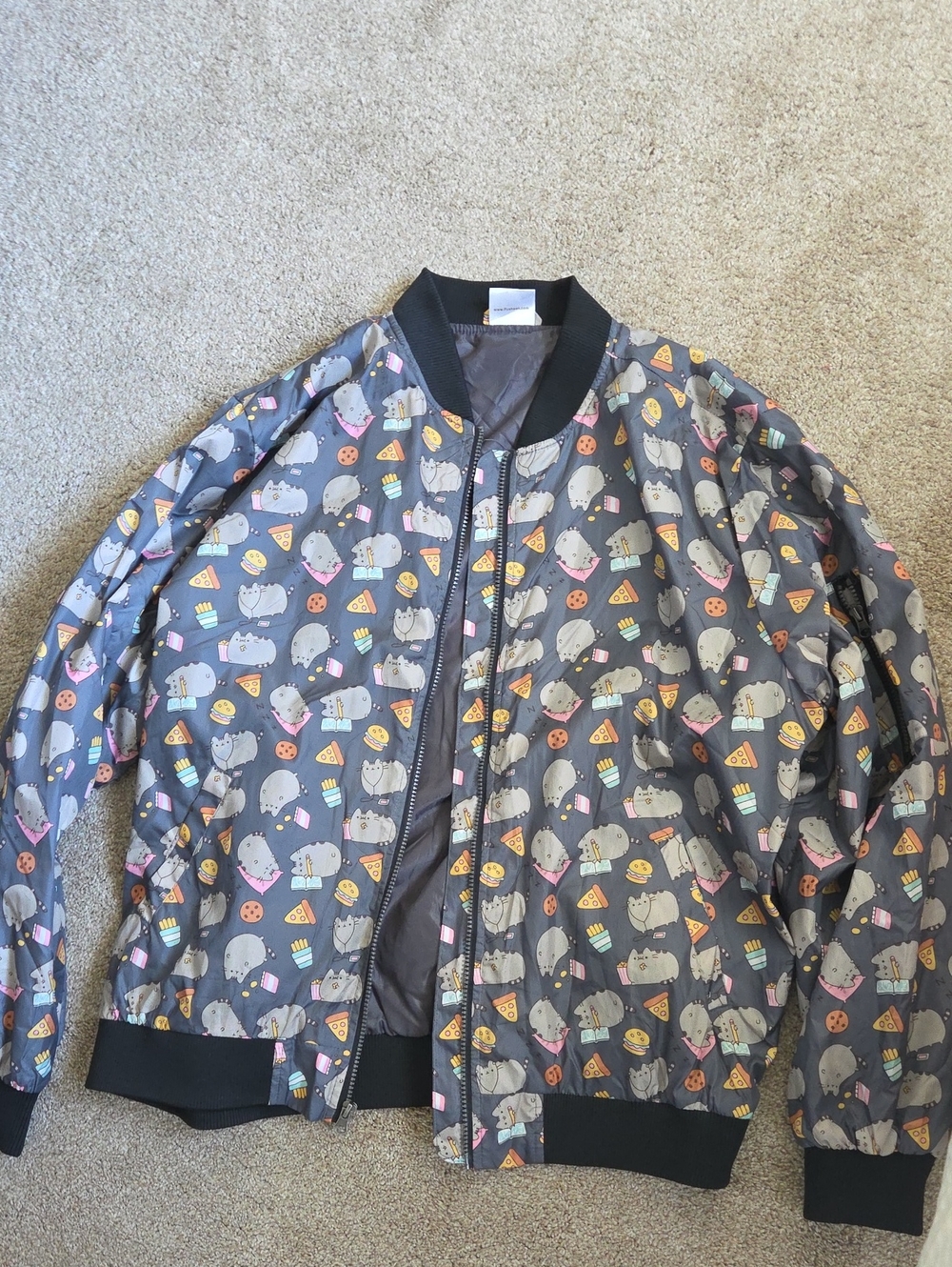 Pusheen Black & Gray Rain Jacket with Playful Print